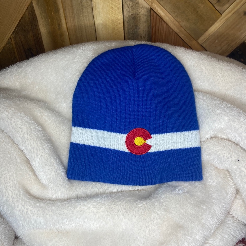 Colorado C logo Blue and White stripe Beanie - Picture 2 of 3